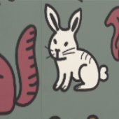 Wälder Doodle Tiere grün Tapete (Naht)