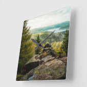 Wälder | Erzgebirge Deutschland Quadratische Wanduhr (Winkel)