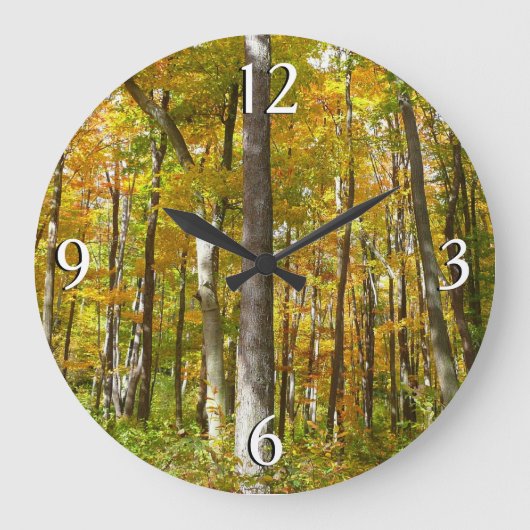 Wälder in Gelben Blätter Herbstlandschaft Große Wanduhr (Vorderseite)