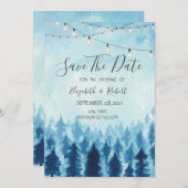 Wälder, Kiefern Save the Date blau (Vorne/Hinten)