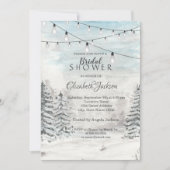 Wälder, Kiefernbäume, Saitenbeleuchtung, Aquarell Einladung (Vorderseite)