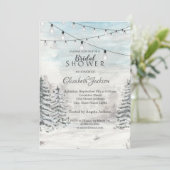 Wälder, Kiefernbäume, Saitenbeleuchtung, Aquarell Einladung (Stehend Vorderseite)