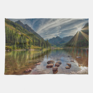 Wälder   Maroon Bells Colorado Geschirrtuch