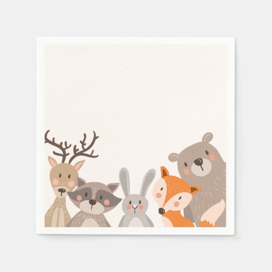 Wälder Papier Napkin Tiere Wald Bear Fox Serviette (Vorderseite)