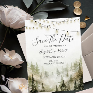 Wälder, Pinienbäume, Lichter Save the Date