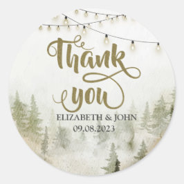 Wälder, Pinienbäume, String Lights Vielen Dank Runder Aufkleber