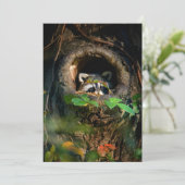 Wälder | Raccoon Peeking Dankeskarte (Stehend Vorderseite)