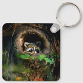 Wälder | Raccoon Peeking Schlüsselanhänger (Rückseite)
