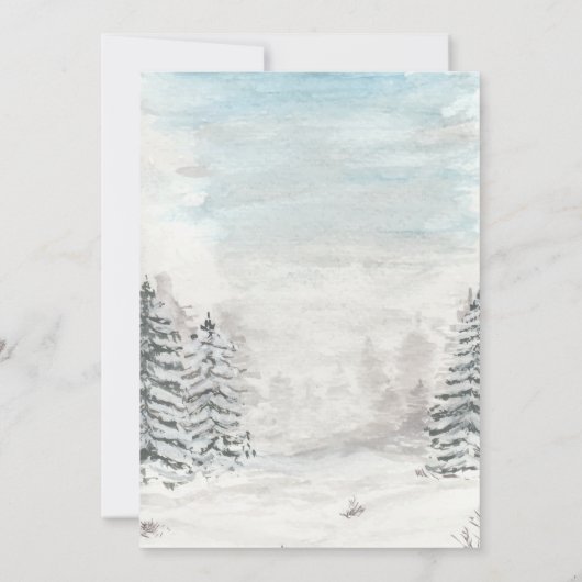 Wälder, Schnee, Waldsaunenleuchten Save the Date (Rückseite)