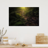 Wälder | Sonnenlicht Highlights Wasserfall Poster (Küche)
