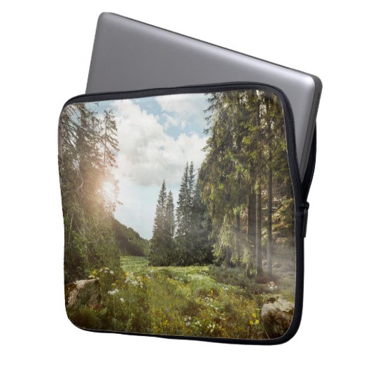 Wälder | Sun Peeking Thru Laptopschutzhülle (Vorderseite Links)