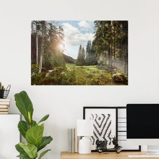 Wälder | Sun Peeking Thru Poster (Heimbüro)