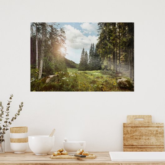 Wälder | Sun Peeking Thru Poster (Küche)