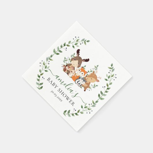 Wälder Süße Grünpflanzen Botanischer Wald Tier Serviette (Ecke)