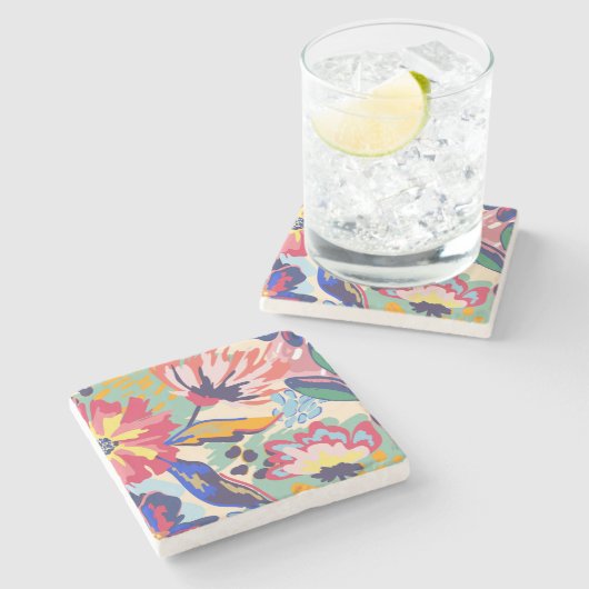 Wälder und Rose Steinuntersetzer (Seitenansicht)