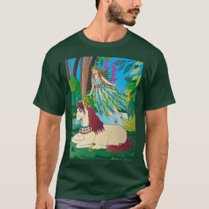 Wälder- und Wasserszene des Fliegens und des Unico T-Shirt