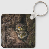 Wälder | Zwei Eulen schauen Schlüsselanhänger (Rückseite)