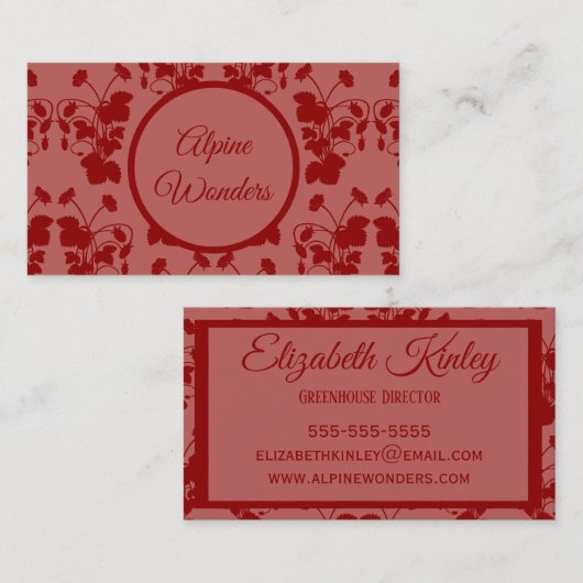 Walderdbeere-Muster Visitenkarte (Vorne/Hinten)