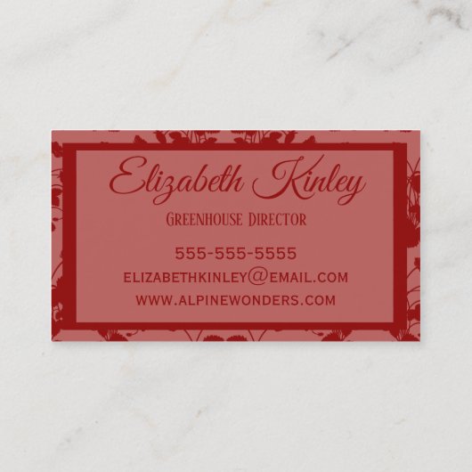 Walderdbeere-Muster Visitenkarte (Rückseite)