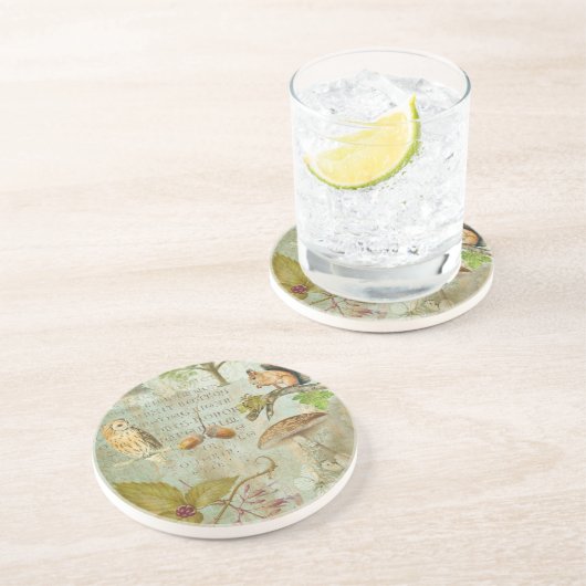 Walderwald Wildtierquirrel, Owl, Autumnal S Getränkeuntersetzer (Seite)