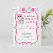 Waldeulen-Baby-Duschen-Einladung Einladung (Stehend Vorderseite)