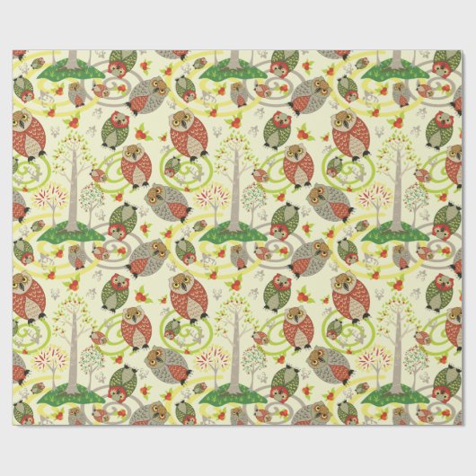 Waldeulen-Muster-Packpapier Geschenkpapier (Flach)