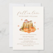 Waldfall in der Liebe Pumpkin Mushroom Kinderdusch Einladung (Vorderseite)