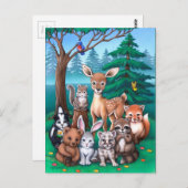 Waldfamilie Postkarte (Vorne/Hinten)