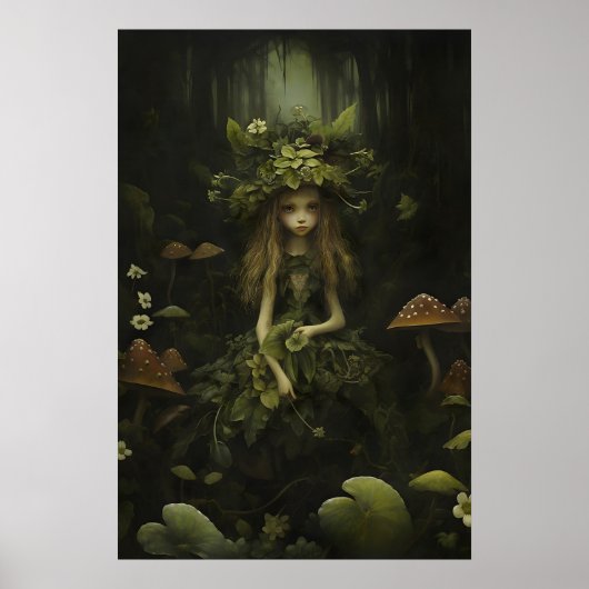 Waldfee-Botanikdruck, Moody Cottagecore Poster (Vorne)