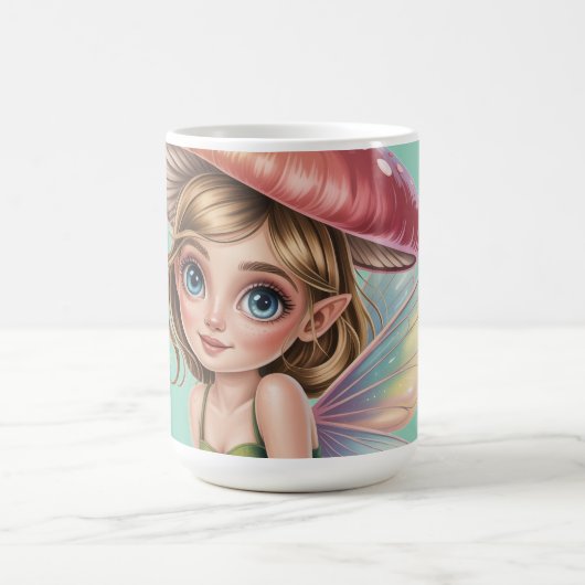 Waldfee mit Pilzhut-Illustration Kaffeetasse (Mittel)