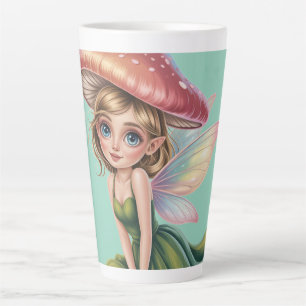 Waldfee mit Pilzhut Illustration Milchtasse