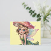 Waldfee mit Pilzhut Illustration Postkarte (Stehend Vorderseite)