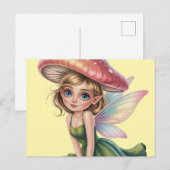 Waldfee mit Pilzhut Illustration Postkarte (Vorne/Hinten)