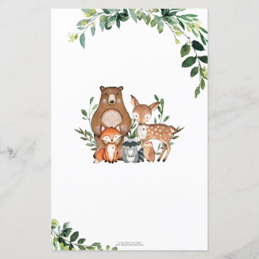 Waldflächen Brunnen Wünsche für Babyduschkarte (Rückseite)