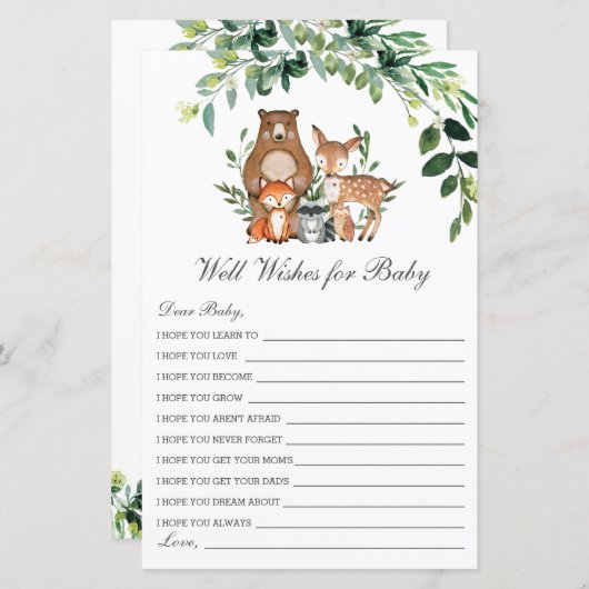 Waldflächen Brunnen Wünsche für Babyduschkarte (Vorne/Hinten)