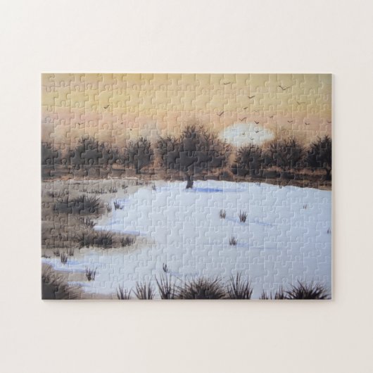 Waldflächen Schneebelandschaft Puzzle (Horizontal)