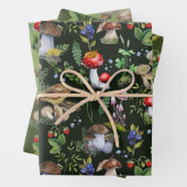 Waldflächen Wasserfarbenpilze Berry Green Pflanze Geschenkpapier Set (Beispiel)