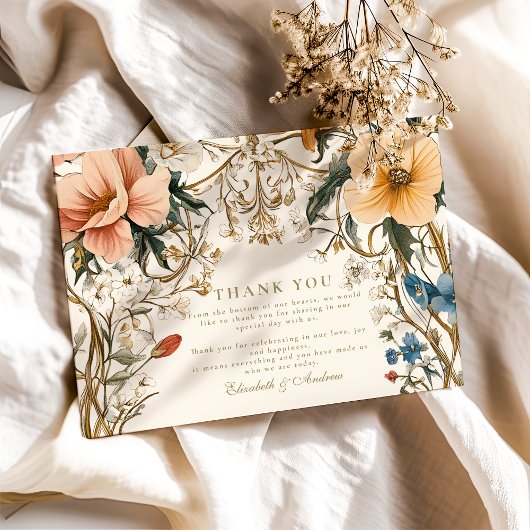 Waldflorale-Hochzeit Dankeskarte