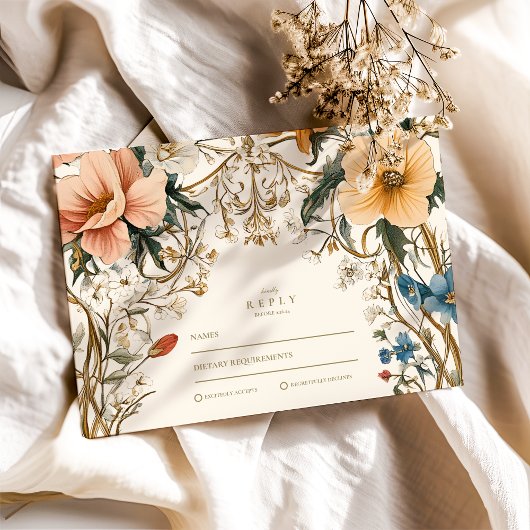 Waldflorale-Hochzeit RSVP Karte