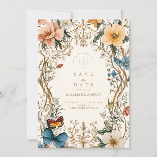 Waldflorale-Hochzeit Save The Date (Vorderseite)