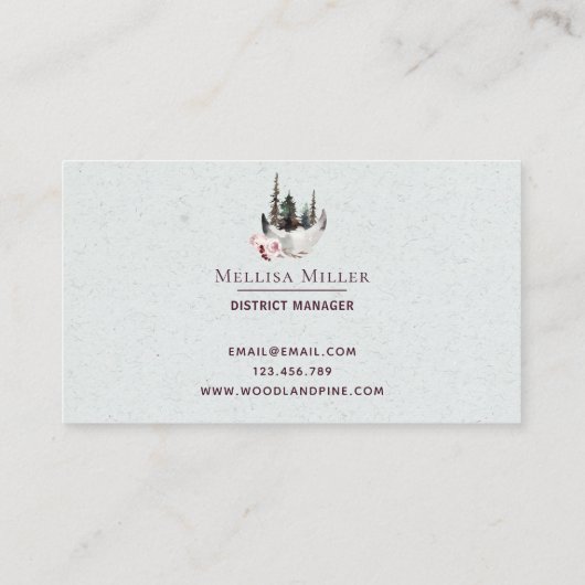 Waldfloralstag Rustikale Visitenkarte (Rückseite)