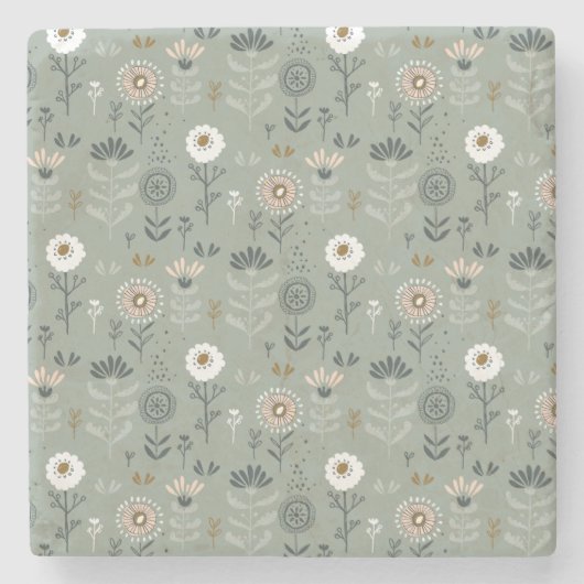 Waldflorensage Grün Steinuntersetzer (Vorderseite)