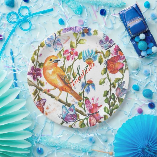 WALDFLÜCHENGARTEN-MONOGRAMM-PARTY PAPPTELLER (Party)