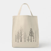 Waldflüster - Minimalistischer Baum Silhouett Tragetasche (Rückseite)
