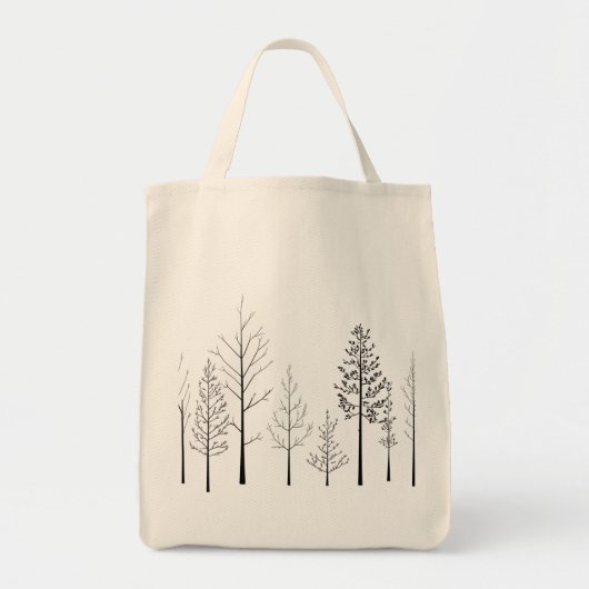 Waldflüster - Minimalistischer Baum Silhouett Tragetasche (Vorne)