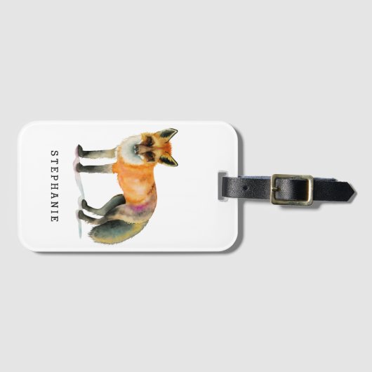 Waldfox-Aquarell-Gewohnheit Gepäckanhänger (Vorderseite (Horizontal))