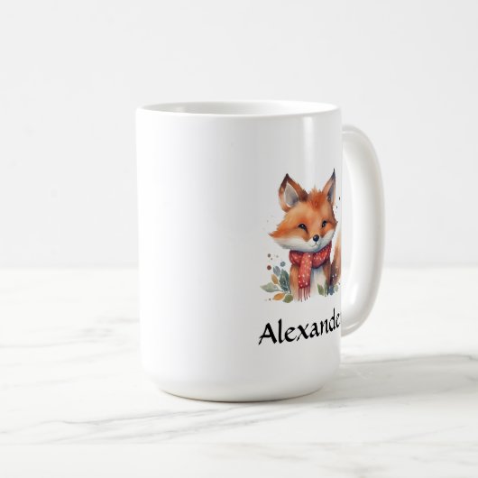 Waldfox in Scarf Personalisiert Kaffeetasse (VorderseiteRechts)