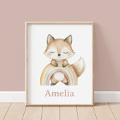 Waldfox mit Boho-Regenbogen-Kinderzimmer Poster