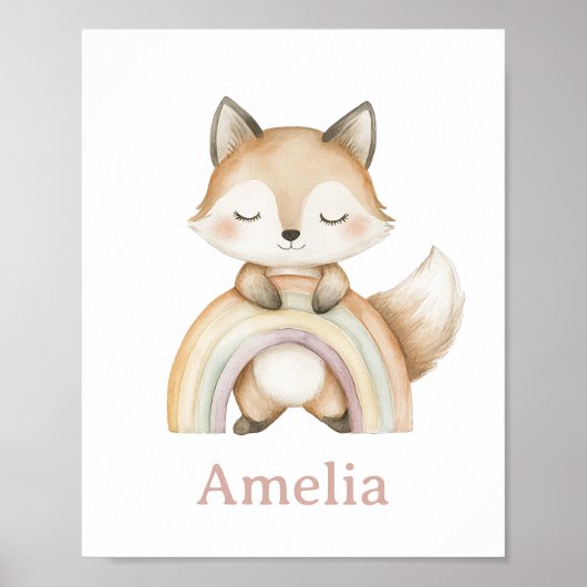 Waldfox mit Boho-Regenbogen-Kinderzimmer Poster (Vorne)