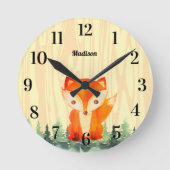 Waldfox Orange Gelbwald Runde Wanduhr (Vorderseite)